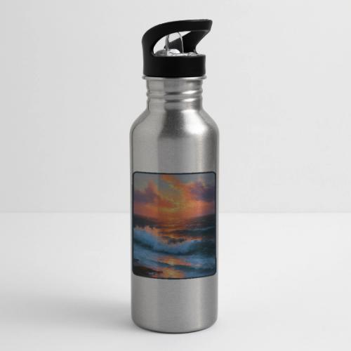 Sunset Storm Waves Oil Painting - 20 oz Water Bottle