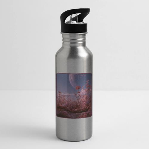 Cosmic Moon & Cosmos Flowers Art - 20 oz Water Bottle