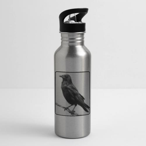 Raven Black and White Art Design - 20 oz Water Bottle