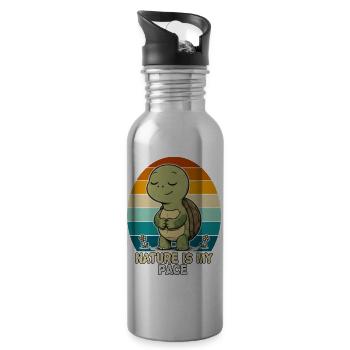 Nature Is My Pace Vintage Turtle T-Shirt - 20 oz Water Bottle - silver - Right