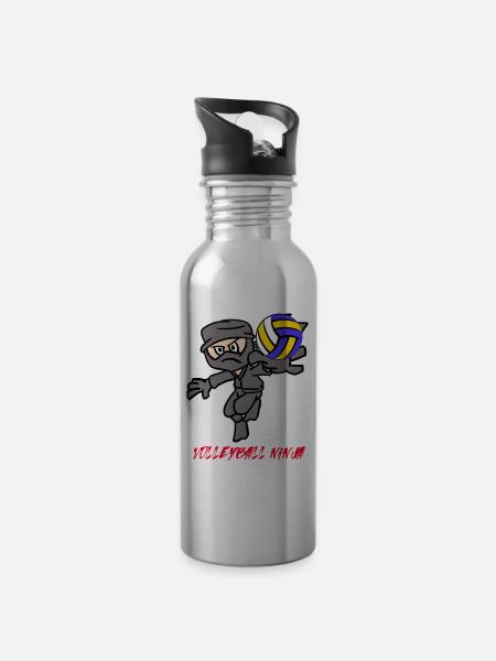 Volleyball Ninja - 20 oz Water Bottle - silver