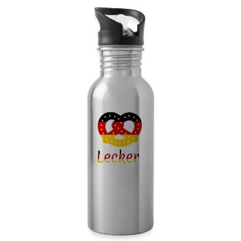 Pretzel Shirt German Flag Funny Yummy Snack Gift TShirt - 20 oz Water Bottle - silver - Right