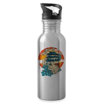 Traditional Japanese Art Abstract Building - 20 oz Water Bottle - silver - Right