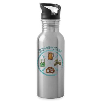 Pretzel beer and Lederhosen, Oktoberfest - 20 oz Water Bottle - silver - Right
