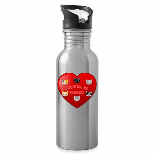 St Valentine Day Purr-fect Heart Alley Cat Pet Pun - 20 oz Water Bottle