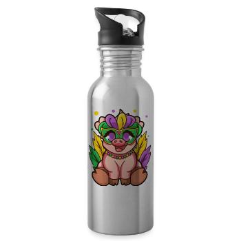Mardi Gras Pig - 20 oz Water Bottle - silver - Right