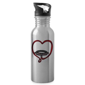 COLLAR AND LEASH BDSM Puppy Petplay Slave Sub Love - 20 oz Water Bottle - silver - Right