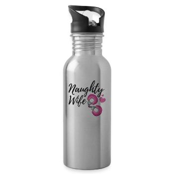 Swinging Fun Naughty Wife Gift Sexy Hotwife Gift - 20 oz Water Bottle - silver - Right