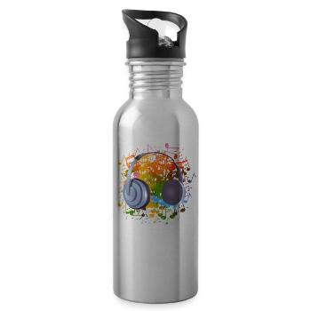Headphones Music Lover Gift Musican Music - 20 oz Water Bottle - silver - Right