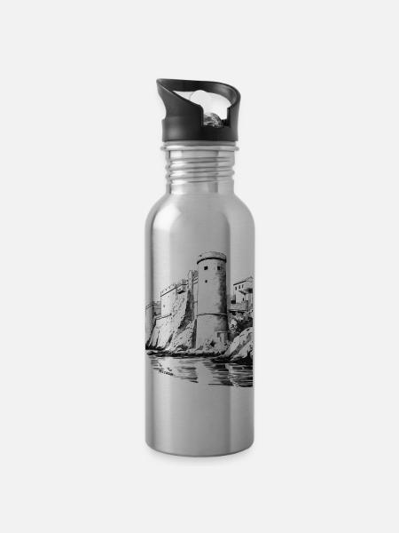 The Dubrovnik City Walls - 20 oz Water Bottle - silver
