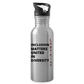 LGBTQIA+ Inclusion Matters: United in Diversity - 20 oz Water Bottle - silver - Right