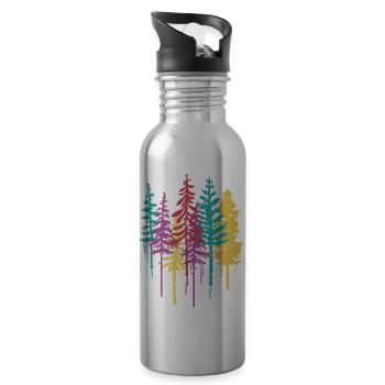 Pine Forest Nature Colorful Trees - 20 oz Water Bottle - silver - Right