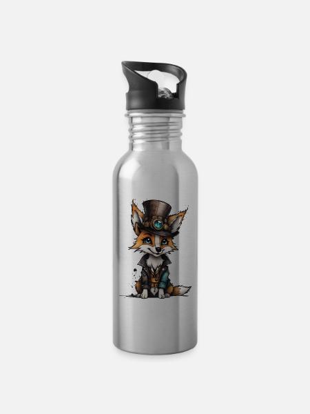 Well-dressed fox - 20 oz Water Bottle - silver