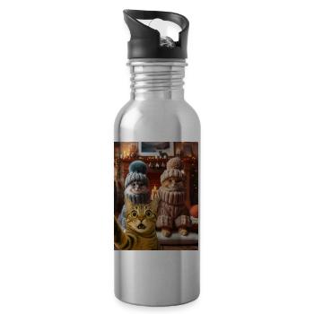 supprised cat selfie Do You Knit? - 20 oz Water Bottle - silver - Right