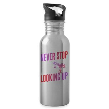 Never Stop Looking Up Telescope Universe Space - 20 oz Water Bottle - silver - Right