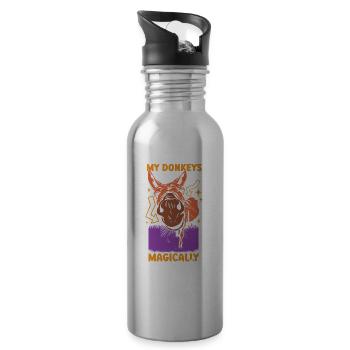 My Donkeys And I Are Magically Connected Donkey - 20 oz Water Bottle - silver - Right