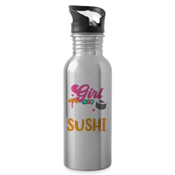 This Girl Loves Sushi Eat Meal Lover Sayings - 20 oz Water Bottle - silver - Right