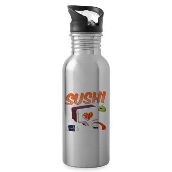 I Love Sushi Sayings Meal Eat Lover - 20 oz Water Bottle - silver - Right