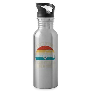 Vintage Retro 3D Printer Tee Gift idea for Geeks - 20 oz Water Bottle - silver - Right