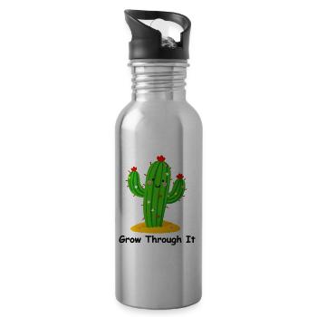 Grow Through It: Blooming Cactus Strength - 20 oz Water Bottle - silver - Right