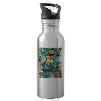 Conical Hat Broom Samurai - 20 oz Water Bottle - silver - Right