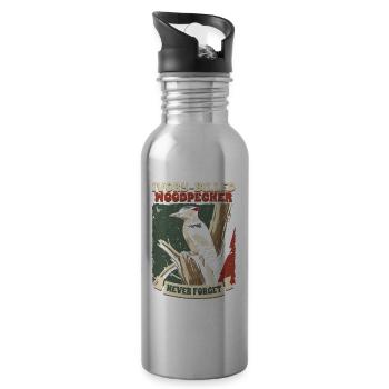 Ivory Billed Woodpecker Bird - 20 oz Water Bottle - silver - Right