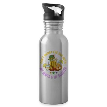 Funny Vaccination I Got My Two Shots And A Booster - 20 oz Water Bottle - silver - Right