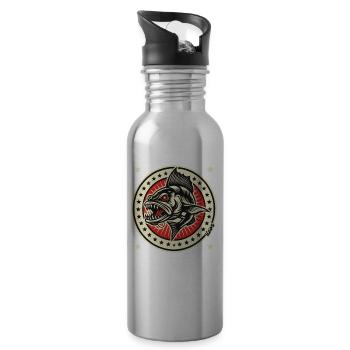 Aggressive Angler Fish Badge - 20 oz Water Bottle - silver - Right