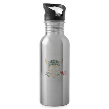 Badass Skull Viking Tee - 20 oz Water Bottle - silver - Right