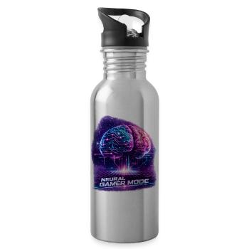 Neon Neural Gamer Mode - 20 oz Water Bottle - silver - Right