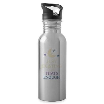 Existential Humor Nihilism Humor Absurdist - 20 oz Water Bottle - silver - Right
