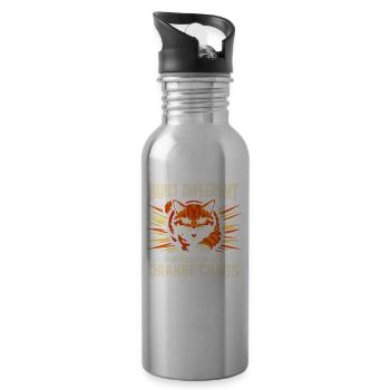 Orange Cat Chaos Funny Cat Orange Tabby Meme - 20 oz Water Bottle - silver - Right
