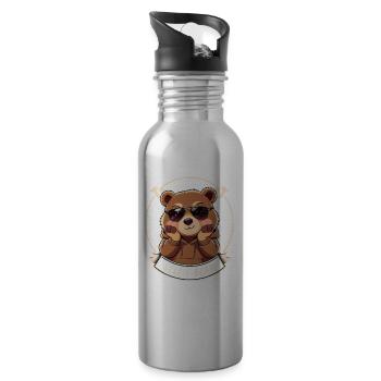 Selfie Bear Hoodie and Shades - 20 oz Water Bottle - silver - Right