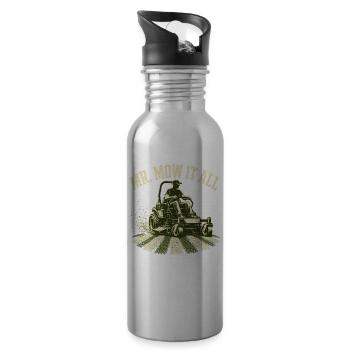 Gardener Mr Mow It All Landscaper Dad Lawn Mowing - 20 oz Water Bottle - silver - Right