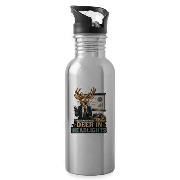 Deer in Headlights Presentation Mode - 20 oz Water Bottle - silver - Right