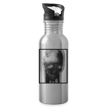 Grayscale Skull Silhouette - 20 oz Water Bottle - silver - Right