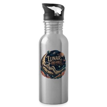 Lunar Dreamer Astronaut on Moon - 20 oz Water Bottle - silver - Right