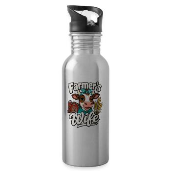 Farmer's Wife Cow Bandana Joy - 20 oz Water Bottle - silver - Right
