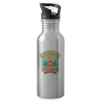 Camping Beats Everything Summer Patch - 20 oz Water Bottle - silver - Right