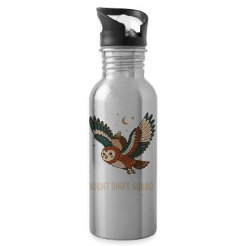 Night Shift Squad Owl and Hedgehog - 20 oz Water Bottle - silver - Right
