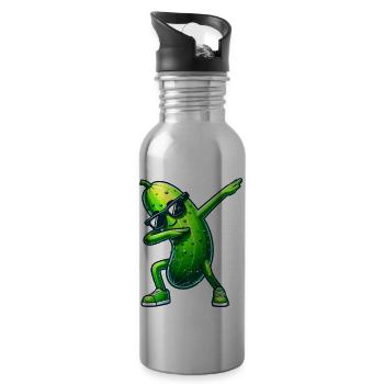 Pickle Dabbing Sunglass Cucumber - 20 oz Water Bottle - silver - Right