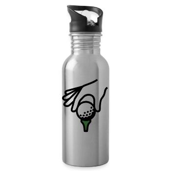 Golf Ball Tee Off Golfing Country Club Golfer - 20 oz Water Bottle - silver - Right