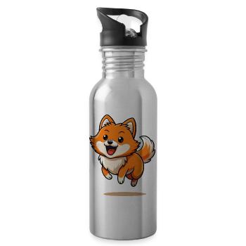 Energetic Pomeranian Excitement - 20 oz Water Bottle - silver - Right