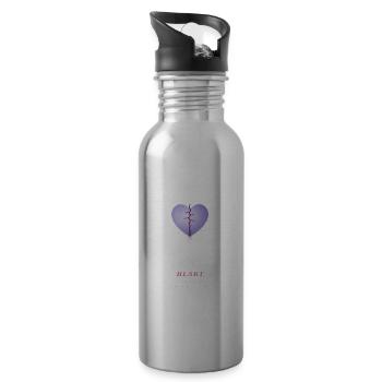 Broken Heart Moon Glow - 20 oz Water Bottle - silver - Right