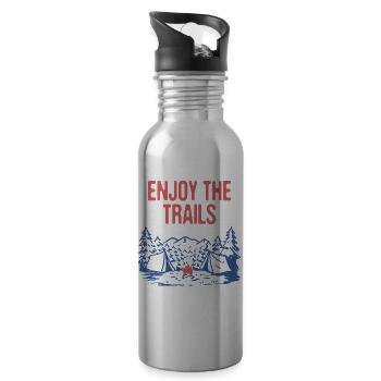 Enjoy The Trails Hiking Family Hiker Relatives - 20 oz Water Bottle - silver - Right