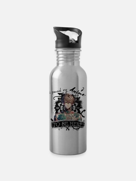 I paused my Anime to be here - 20 oz Water Bottle - silver