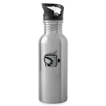 Elegant Piano Mug – Musical Keyboard & Notes Art - 20 oz Water Bottle - silver - Right