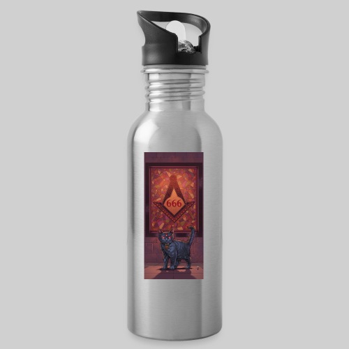 666 Three Eyed Satanic Kitten with Stained Glass - Water Bottle