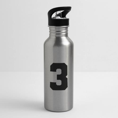 Varsity Number 3 Athletic Font - 20 oz Water Bottle