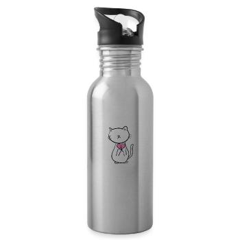 cat broken heart sad love - 20 oz Water Bottle - silver - Right